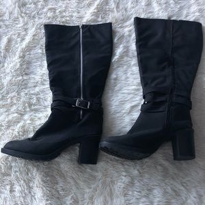 Black, heeled, tall boots